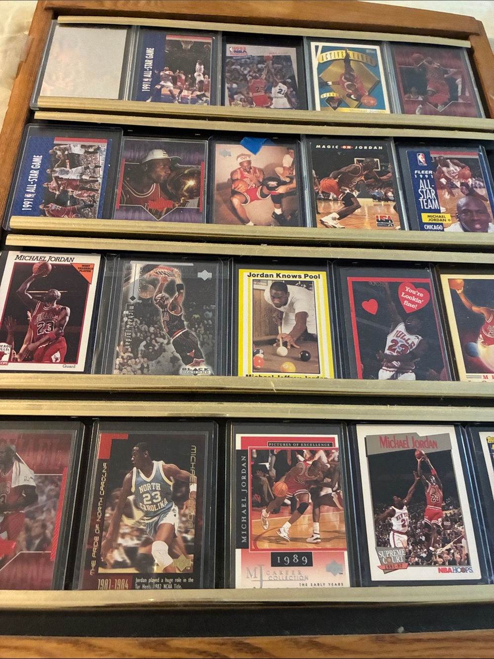 Michael Jordan Trading Card Display Rack - Brown Wood